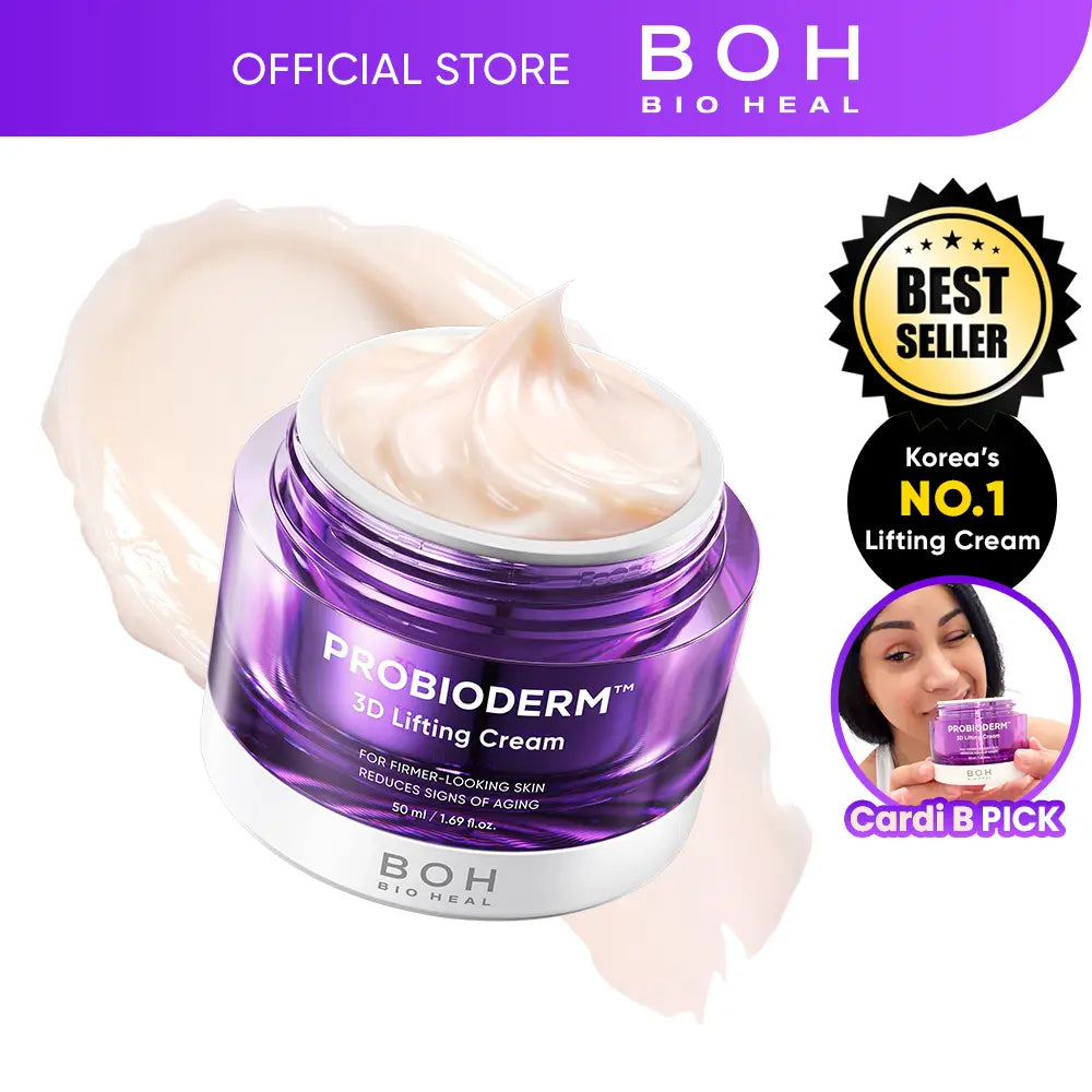 [Cardi B Pick] BIOHEAL BOH Probioderm 3D Lifting Cream 1.7 fl oz | Advanced Korean Facial Night Cream with 17-Peptide Complex & Probioderm for Wrinkles on Face and Neck, Butter-Rich Texture for Perfect Slugging